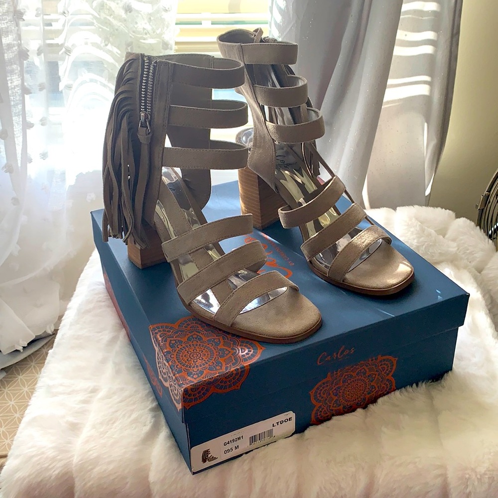 New Carlos Santana Suede Heeled Sandals